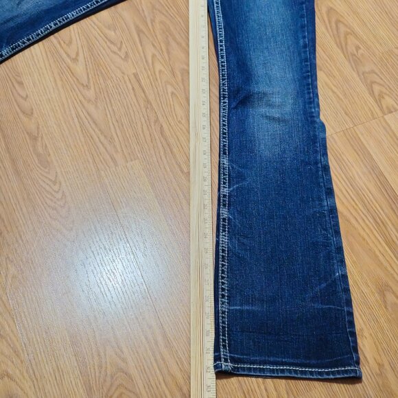 Silver Jeans AIKO Bootcut Denim Embroidered Med Wash Womens 30x32 Tag (28x33) - Picture 12 of 16